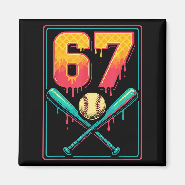 Glass Strömmar Baseball Grejer 67 Meme Gen Alpha & Magnet (Framsidan)