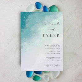 Glass Teal Lavender Elegant bröllop Inbjudningar