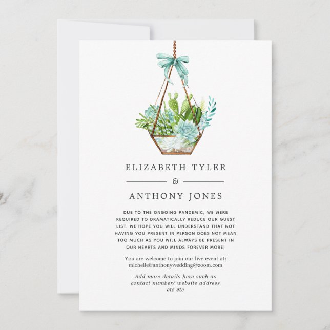 Glass Terrarium Sukkulenter Reducerad Gästlista Meddelande (Framsida)