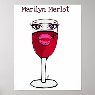 Glass tryck för Marilyn Merlotrött vin