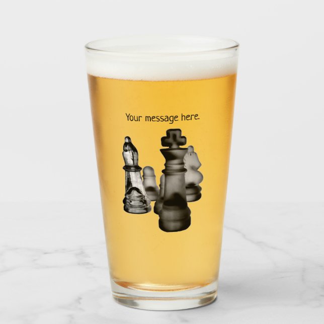 Glass Tumbler Chess 16 onz Glaskopp (Framsida fylld)