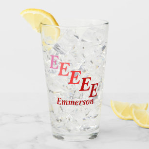Glass Tumbler - skuggad initialer med namn i rött Glaskopp