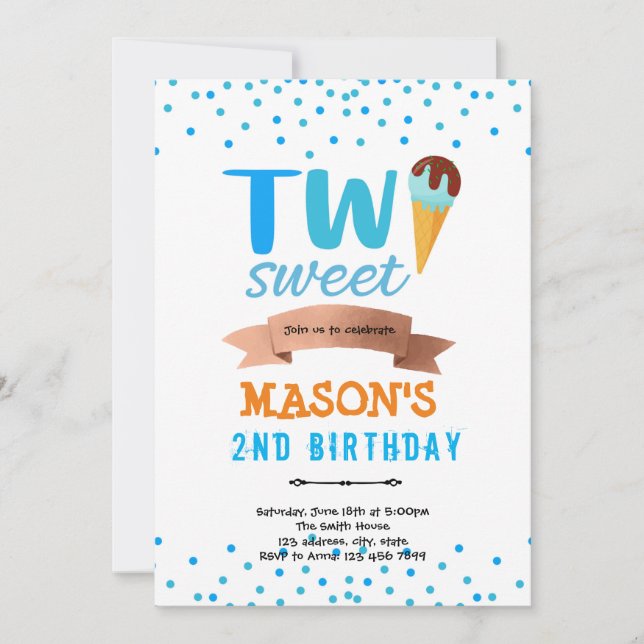 Glass två söt pojke fest inbjudningar (Framsida)