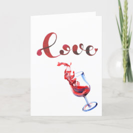 Glass Valentindagen för det befläckade Vin-glaset  Helgkort
