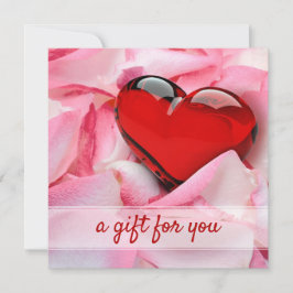 Glass Valentine Day Heart Ro Petals Gift Card