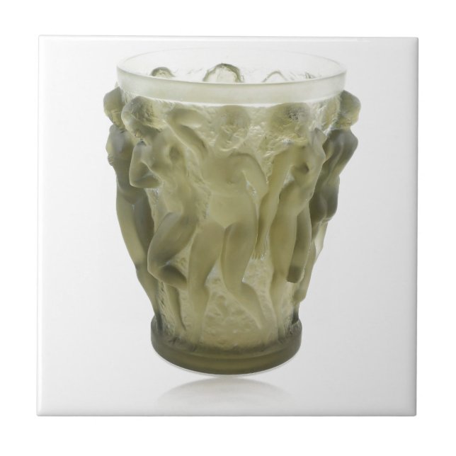 Glass vas för klar art déco med kvinnliga dancers. kakelplatta (Framsidan)