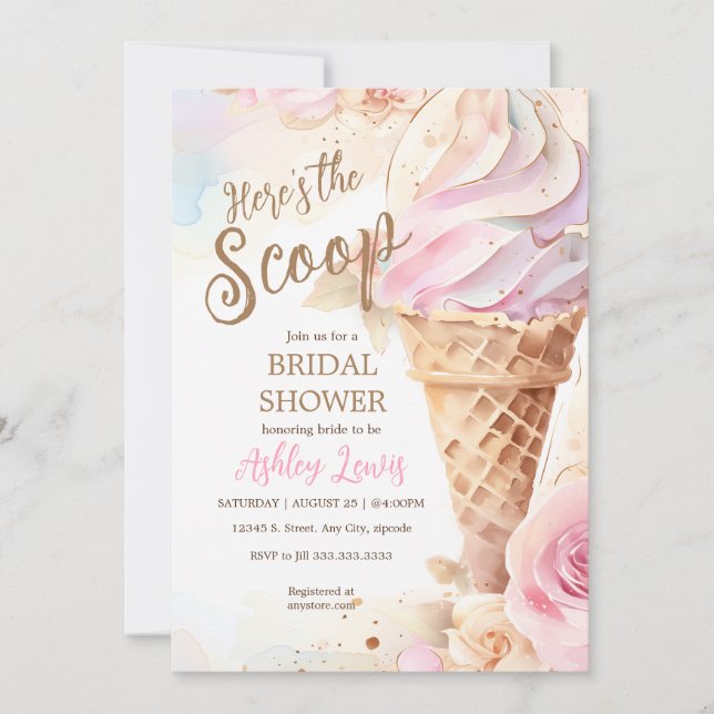 Glass vattenfärg blommig glasskona inbjudningar (Framsida)