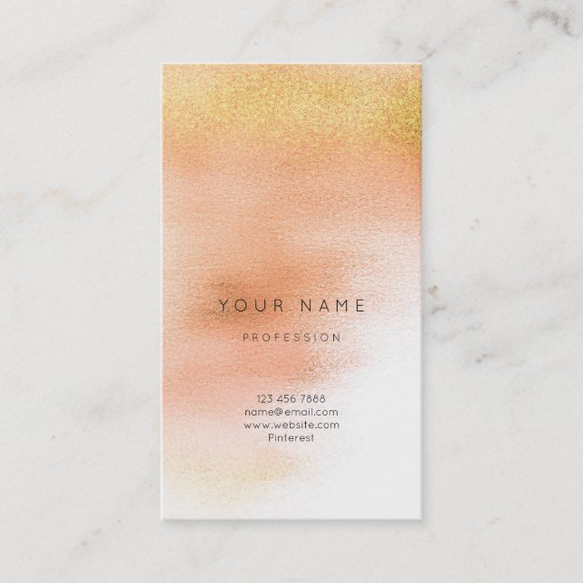 Glass White Peach Guld Peach Ombre Stylist Vip Visitkort (Framsida)