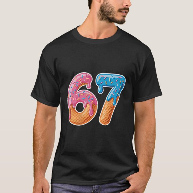 Glassad isstrill Six Seven 6 7 Meme 67  T Shirt (Framsida)