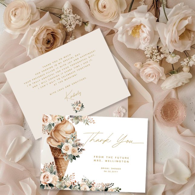 Glassbägare med glassblommor Boho bröllopsfestival Tack Kort (Skapare uppladdad)