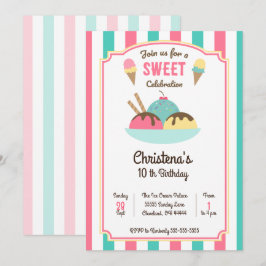 Glassbärs-sundae-fest inbjudan till födelsedagsfes