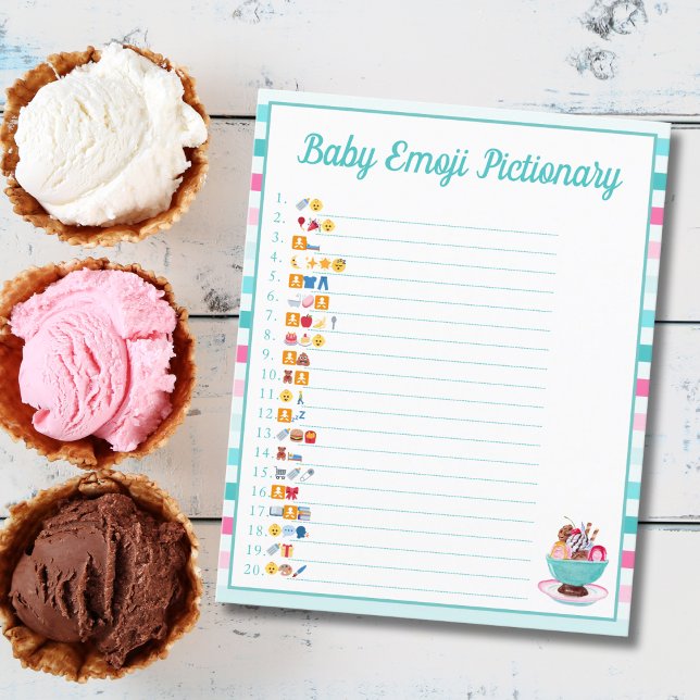 Glassbjörn Babyshower Emoji Pictionary Flygblad (Skapare uppladdad)
