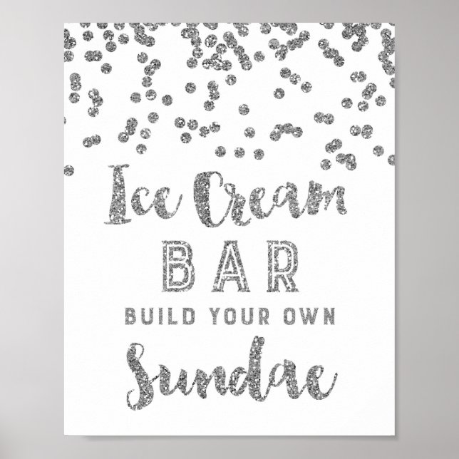 Glassbjörn Sundae Bar skylt Silver Konfetti (Framsidan)