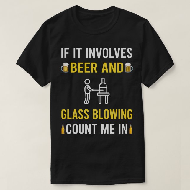 Glassblåsningsglas för öl och glas t shirt (Design framsida)