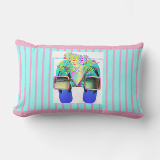 Glasses +  Flips Flops Pink Stripes Lumbarkudde