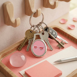 Glasses Ovalt Silverfärgad Nyckelring