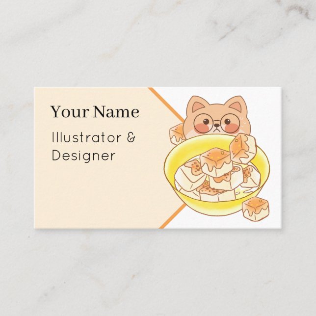 Glasses Shiba Piou: Kawaii Tofu Bowl Utmaning Visitkort (Framsida)