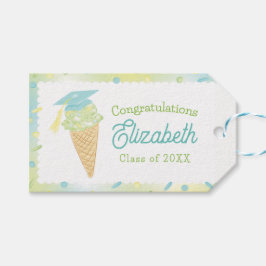 Glassgradueringsfest Blå Grön Presentetikett