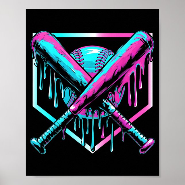 Glassigt basebolldropp hemmaplatt slagverk Coolt f Poster (Framsidan)