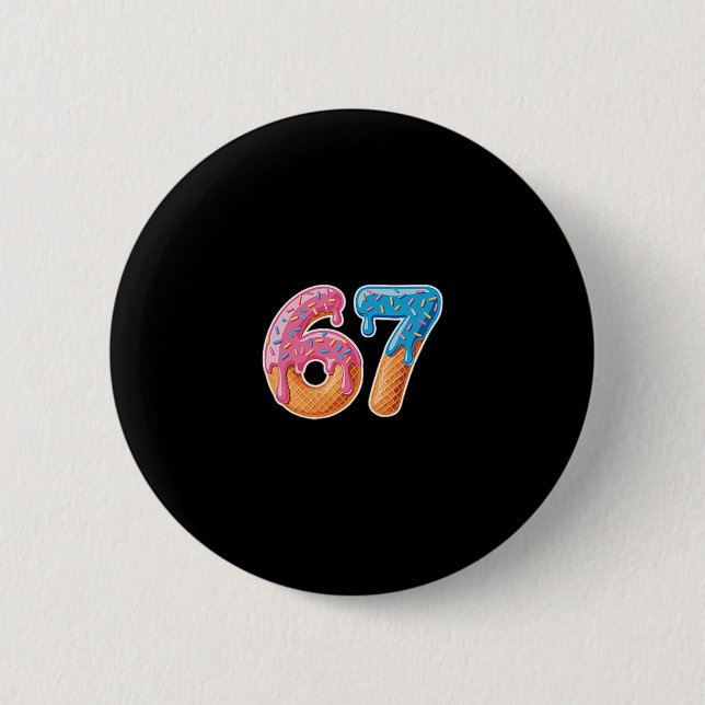 Glassigt droppande glass Six Seven 6 7 Meme 67  Knapp (Framsida)