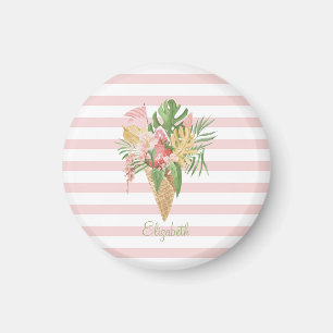 Glassis, Tropiska blad Frukt, Rosa ränder Magnet