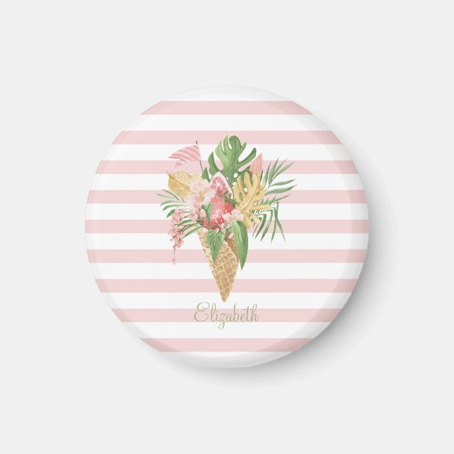  Glassis, Tropiska blad Frukt, Rosa ränder   Magnet (Framsidan)