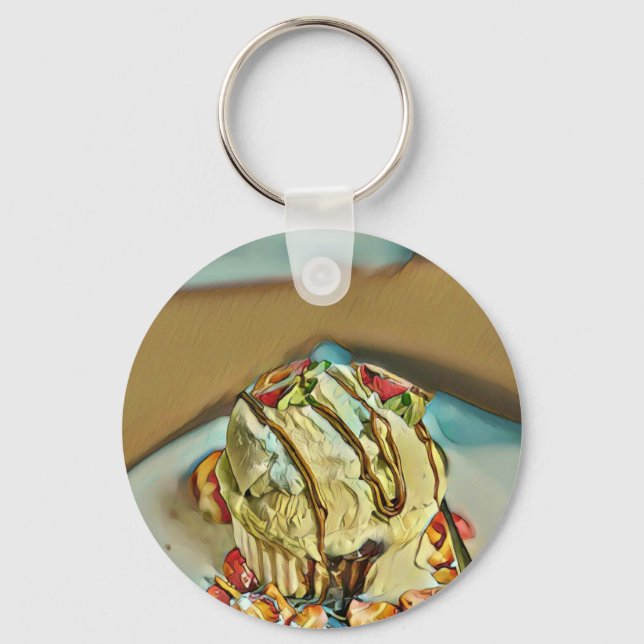 Glasskaka från jordgubbar nyckelring (Framsida)