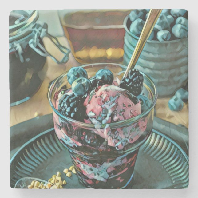 Glasskaka med bär stenunderlägg (Framsidan)