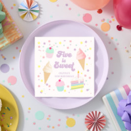 Glasskaka och tårt Fem är söta 5-årsdag Pappersservett