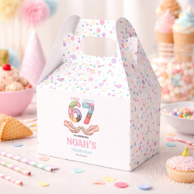 Glasskaka ”Six Seven” 7-års födelsedagsfest för ba Presentaskar (Ice Cream “Six Seven” 7th Birthday Party for Kids Favor Boxes)