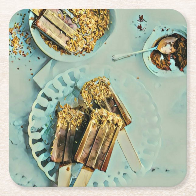 Glasskaka Underlägg Papper Kvadrat (Framsidan)