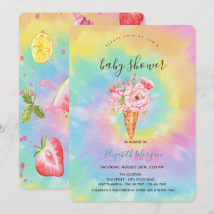 Glasskål,Frukt Färgstark Tie Dye Baby Shower Inbjudningar