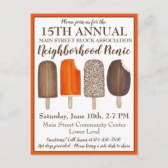 Glasskålspartaj Pinnar Picknick Födelsedagsfest Inbjudan Vykort (Framsida)