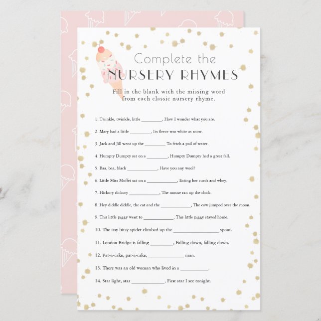 Glasskär Rosa Bebis Bjudning Barnkammarrim (Fram/baksida)