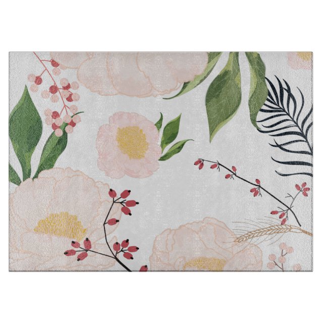 Glasskärande vit Blommigt Blommor på vitt (Framsidan)