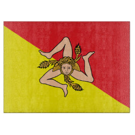 Glasskärbord med Flagga av Sicilien, Italien
