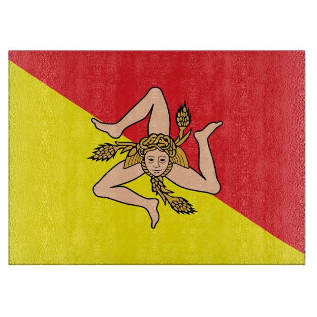 Glasskärbord med Flagga av Sicilien, Italien (Framsidan)