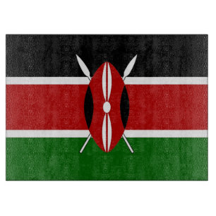 Glasskärbord med Flagga från Kenya