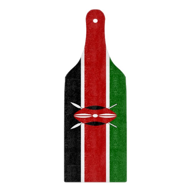 Glasskärbräda med Kenyas flagga (Framsidan)