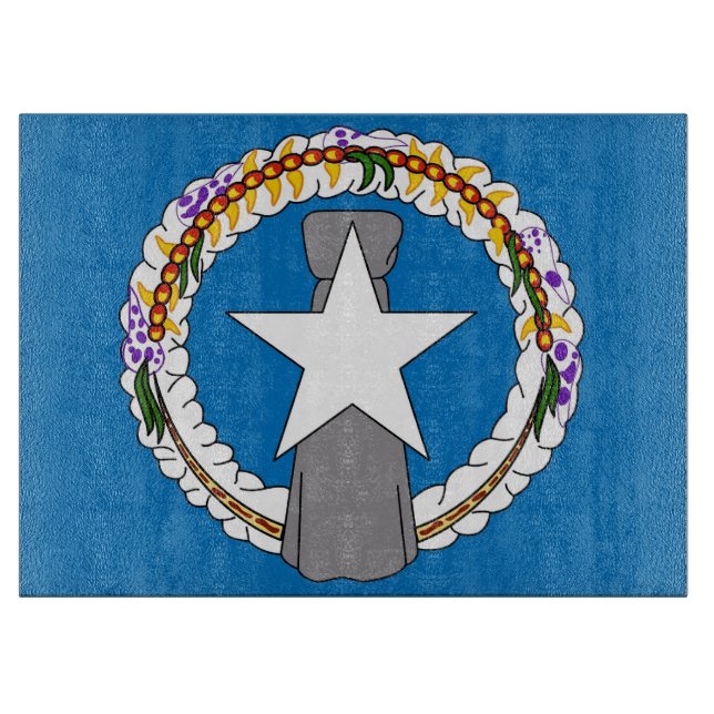 Glasskärbräda med Nordmarianernas flagga (Framsidan)