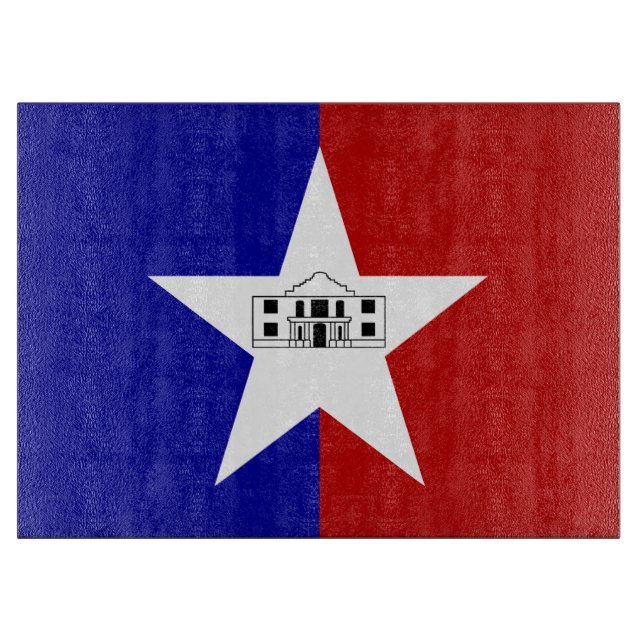 Glasskärbräda med San Antonios flagga (Framsidan)
