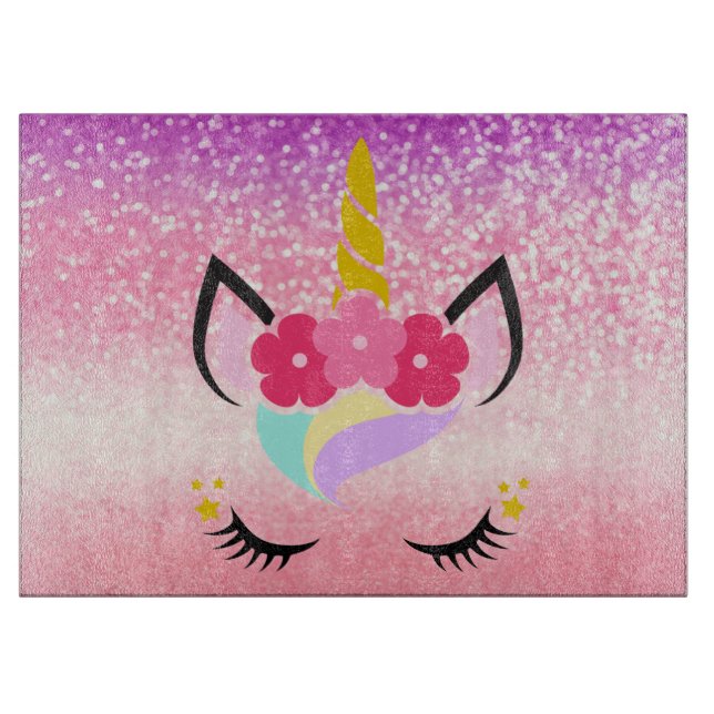 Glasskärning av personlig Unicorn Ombre Glitter (Framsidan)