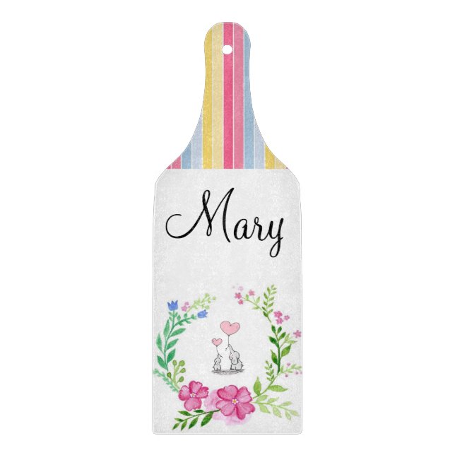 Glasskärning med färgad Rand-elefant (Framsidan)