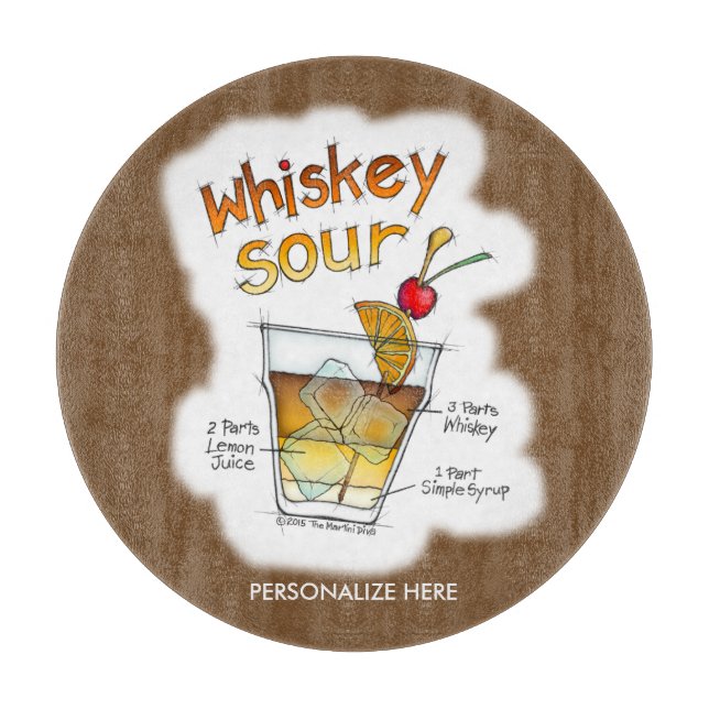 GLASSKÄRNINGSBORD - WHISKEY SOUR RECEPT KONST (Framsidan)