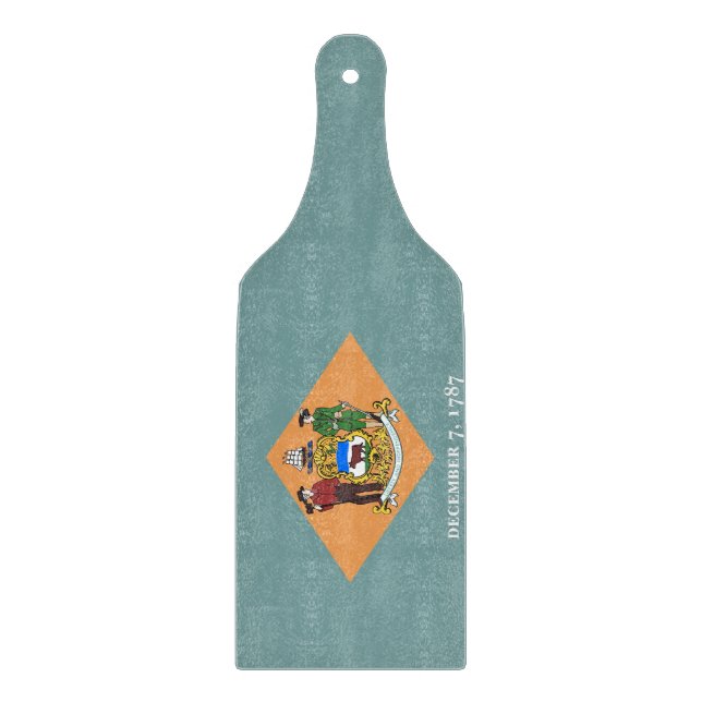 Glasskärningspadda med Delaware flagga (Framsidan)