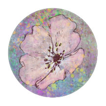 Glasskärningspanel med färgplatta och blomma