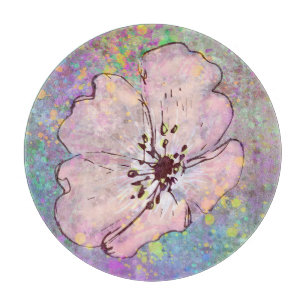 Glasskärningspanel med färgplatta och blomma