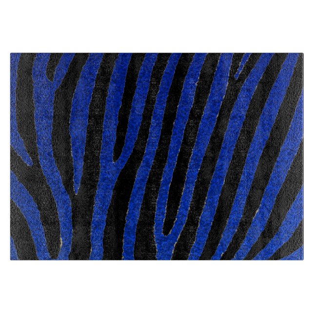Glasskärskivor av blått glitter zebra ränder (Framsidan)