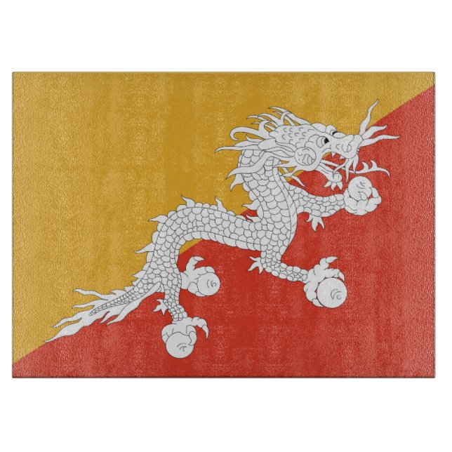 Glasskärskivor med Flagga av Bhutan (Framsidan)
