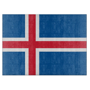 Glasskärskivor med Flagga av Island